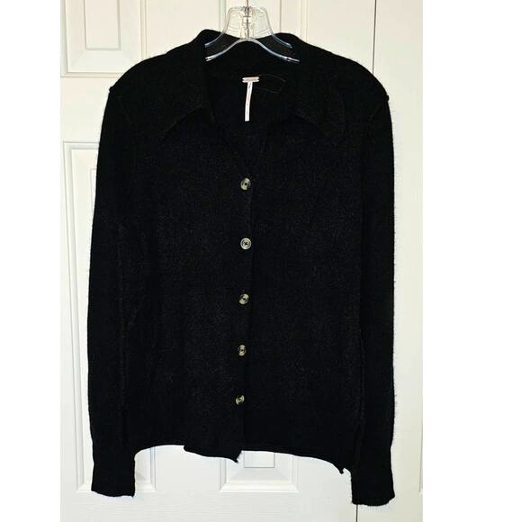 New Free People Paloma Button Cashmere Cardi $168 X-SMALL Black - Picture 2 of 4
